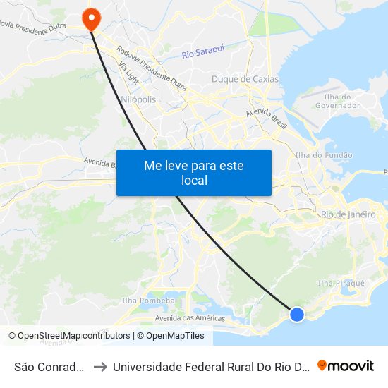 São Conrado Fashion Mall to Universidade Federal Rural Do Rio De Janeiro, Instituto Multidisciplinar map