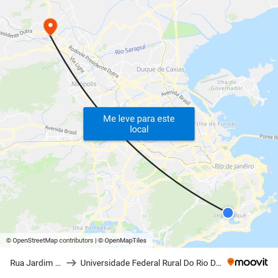 Rua Jardim Botânico, 657 to Universidade Federal Rural Do Rio De Janeiro, Instituto Multidisciplinar map