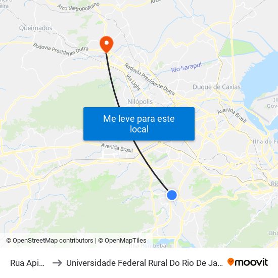 Rua Apiacás, 124 to Universidade Federal Rural Do Rio De Janeiro, Instituto Multidisciplinar map