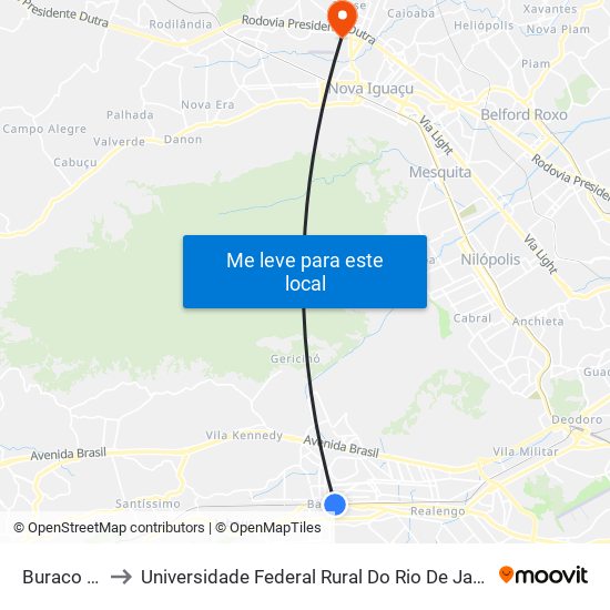 Buraco Do Faim to Universidade Federal Rural Do Rio De Janeiro, Instituto Multidisciplinar map