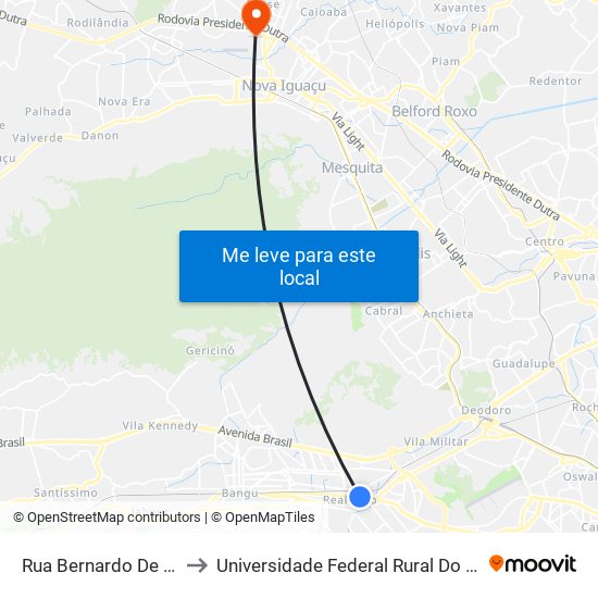 Rua Bernardo De Vasconcelos | Atacadão to Universidade Federal Rural Do Rio De Janeiro, Instituto Multidisciplinar map
