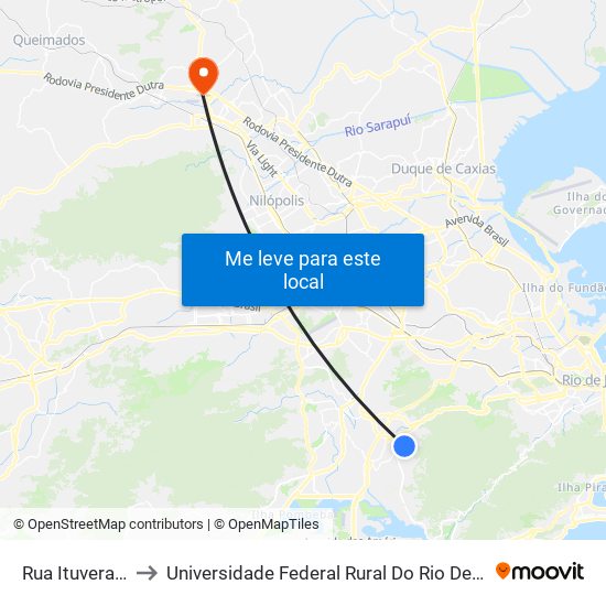 Rua Ituverava, 634-702 to Universidade Federal Rural Do Rio De Janeiro, Instituto Multidisciplinar map