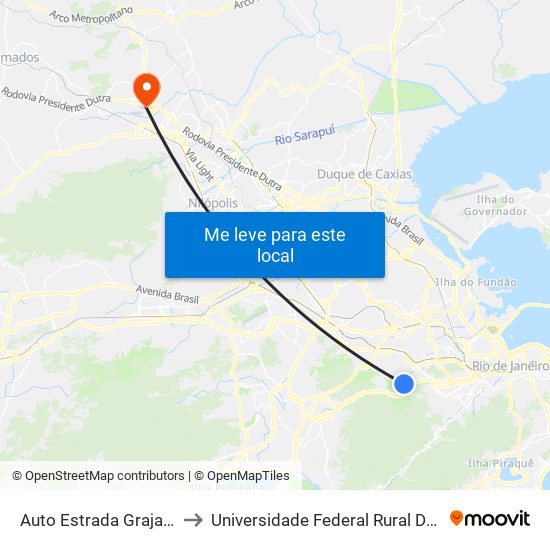 Auto Estrada Grajaú - Jacarepaguá, 1455-3059 to Universidade Federal Rural Do Rio De Janeiro, Instituto Multidisciplinar map