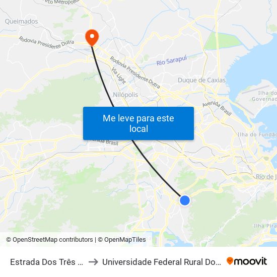 Estrada Dos Três Rios - Estrada Do Bananal to Universidade Federal Rural Do Rio De Janeiro, Instituto Multidisciplinar map