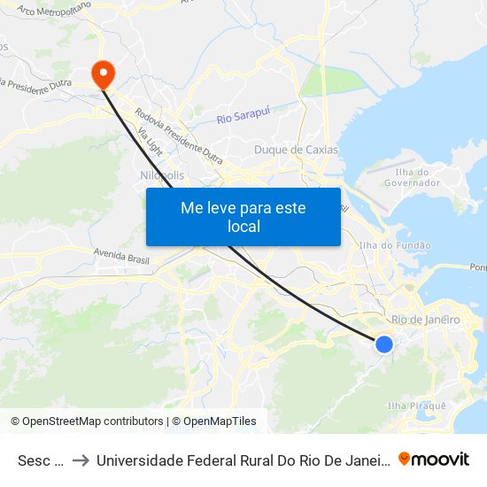Sesc Tijuca to Universidade Federal Rural Do Rio De Janeiro, Instituto Multidisciplinar map