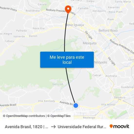 Avenida Brasil, 1820 | Quadra Da Mocidade (Sentido Deodoro) to Universidade Federal Rural Do Rio De Janeiro, Instituto Multidisciplinar map