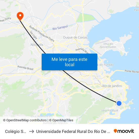 Colégio Santo Inácio to Universidade Federal Rural Do Rio De Janeiro, Instituto Multidisciplinar map
