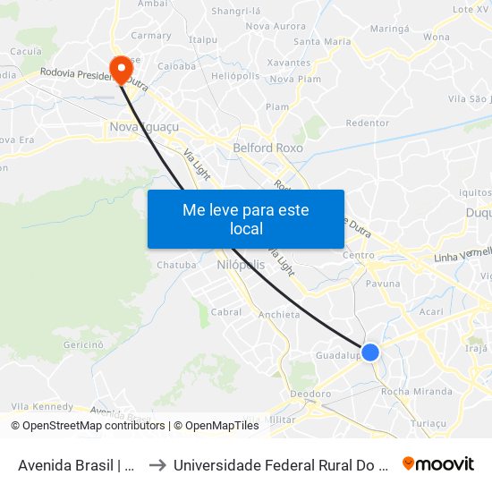 Avenida Brasil | Viaduto De Barros Filho to Universidade Federal Rural Do Rio De Janeiro, Instituto Multidisciplinar map