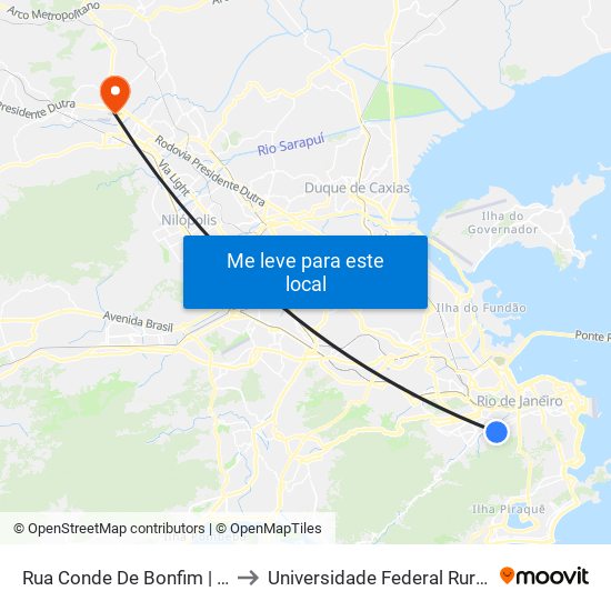 Rua Conde De Bonfim | Policlínica Naval Nossa Senhora Da Glória to Universidade Federal Rural Do Rio De Janeiro, Instituto Multidisciplinar map