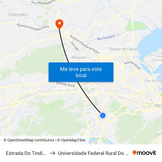 Estrada Do Tindiba | Prezunic Pechincha to Universidade Federal Rural Do Rio De Janeiro, Instituto Multidisciplinar map