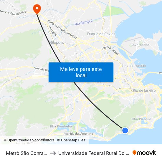 Metrô São Conrado | Largo Da Macumba to Universidade Federal Rural Do Rio De Janeiro, Instituto Multidisciplinar map