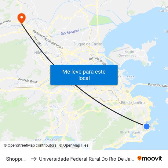 Shopping Riosul to Universidade Federal Rural Do Rio De Janeiro, Instituto Multidisciplinar map