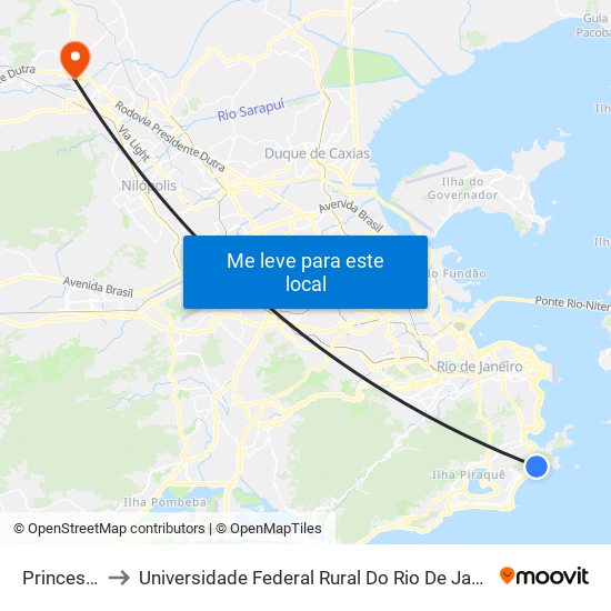 Princesa Isabel to Universidade Federal Rural Do Rio De Janeiro, Instituto Multidisciplinar map