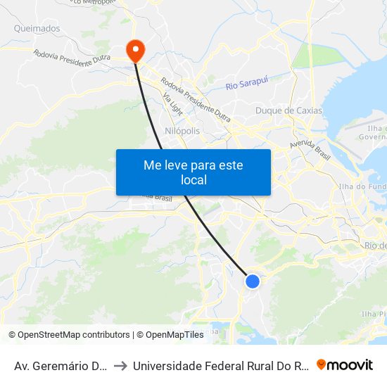 Av. Geremário Dantas | Rancho Verde to Universidade Federal Rural Do Rio De Janeiro, Instituto Multidisciplinar map