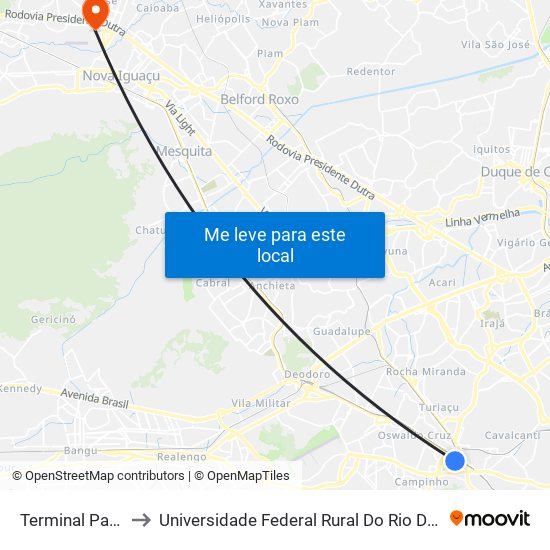 Terminal Paulo Da Portela to Universidade Federal Rural Do Rio De Janeiro, Instituto Multidisciplinar map