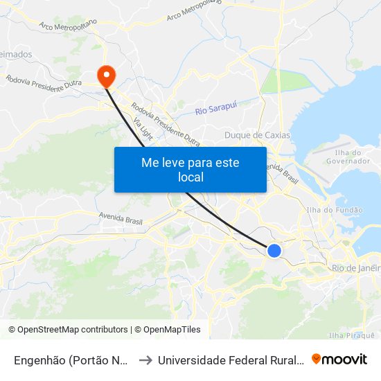 Engenhão (Portão Norte) | Fundos Da Garagem Transurb to Universidade Federal Rural Do Rio De Janeiro, Instituto Multidisciplinar map