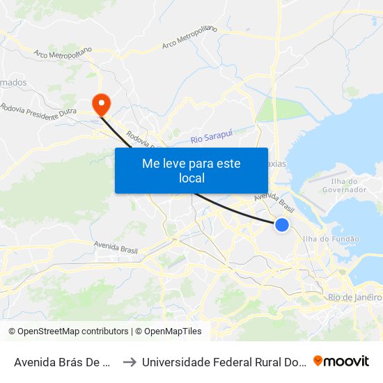 Avenida Brás De Pina | Guanabara Da Penha to Universidade Federal Rural Do Rio De Janeiro, Instituto Multidisciplinar map