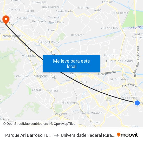 Parque Ari Barroso | Upa Da Penha | Hospital Getúlio Vargas to Universidade Federal Rural Do Rio De Janeiro, Instituto Multidisciplinar map