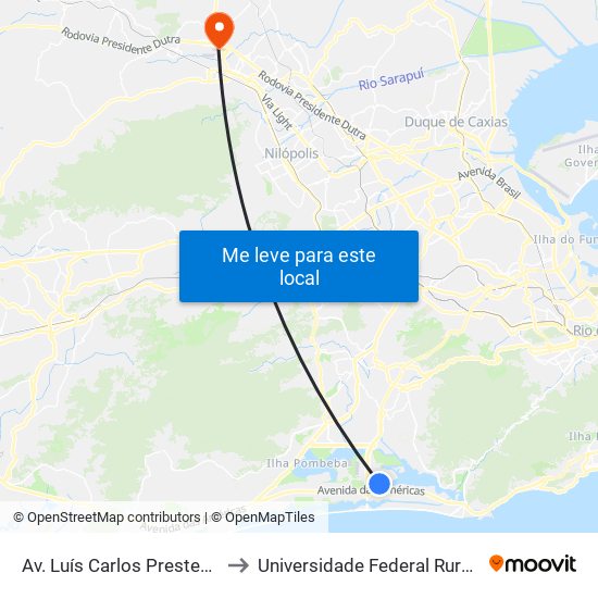 Av. Luís Carlos Prestes | Barrashopping - Nível Lagoa (Fundos) to Universidade Federal Rural Do Rio De Janeiro, Instituto Multidisciplinar map