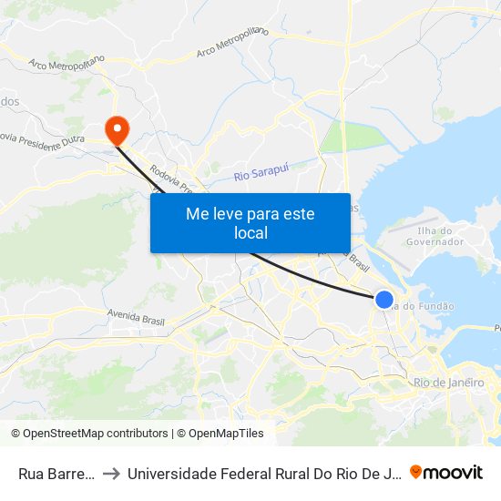 Rua Barreiros, 1014 to Universidade Federal Rural Do Rio De Janeiro, Instituto Multidisciplinar map