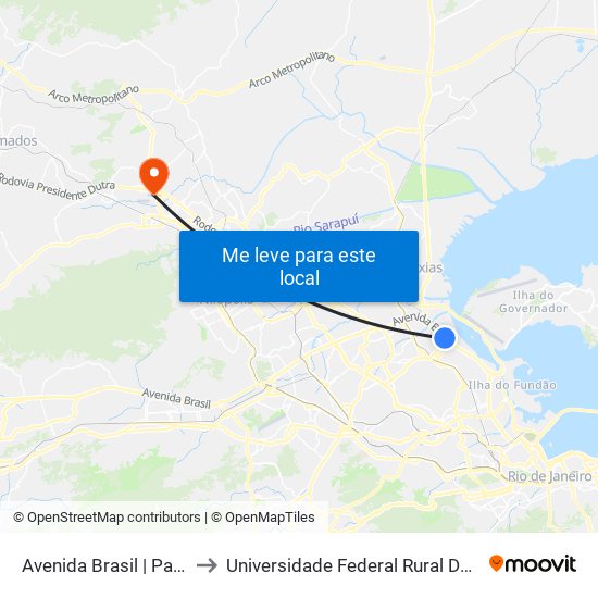 Avenida Brasil | Passarela Do Shopping Matriz to Universidade Federal Rural Do Rio De Janeiro, Instituto Multidisciplinar map