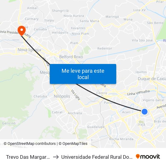 Trevo Das Margaridas / Shopping Via Brasil to Universidade Federal Rural Do Rio De Janeiro, Instituto Multidisciplinar map