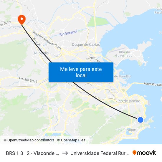 BRS 1 3 | 2 - Visconde De Ouro Preto | Botafogo Praia Shopping to Universidade Federal Rural Do Rio De Janeiro, Instituto Multidisciplinar map