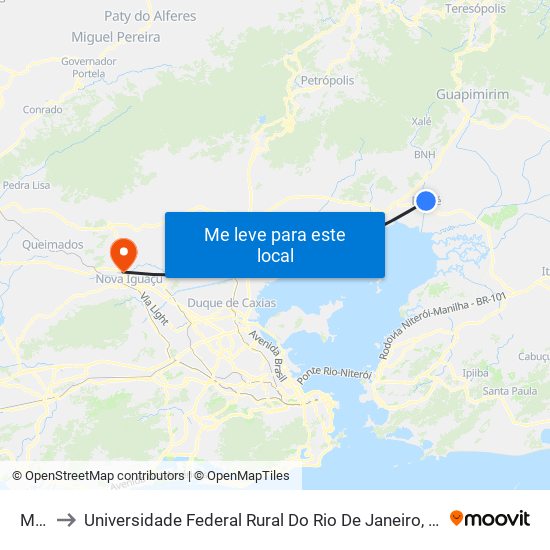 Magé to Universidade Federal Rural Do Rio De Janeiro, Instituto Multidisciplinar map