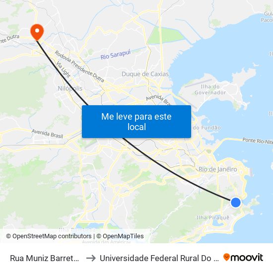 Rua Muniz Barreto - Saída Metrô Botafogo to Universidade Federal Rural Do Rio De Janeiro, Instituto Multidisciplinar map