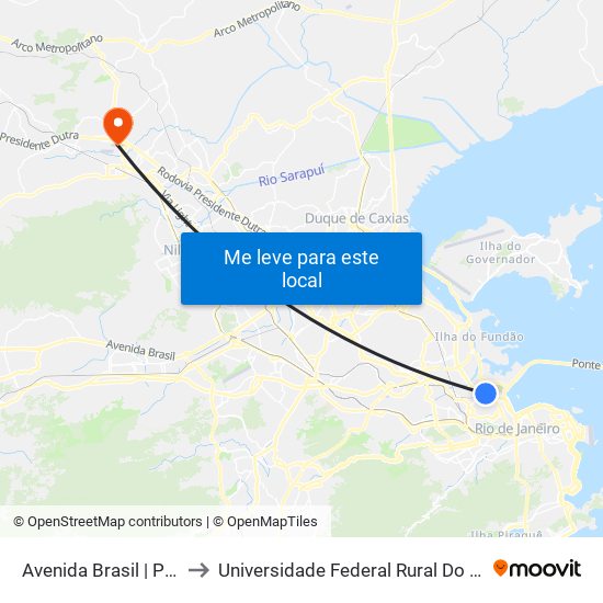 Avenida Brasil | Passarela 04 / Assaí Caju to Universidade Federal Rural Do Rio De Janeiro, Instituto Multidisciplinar map