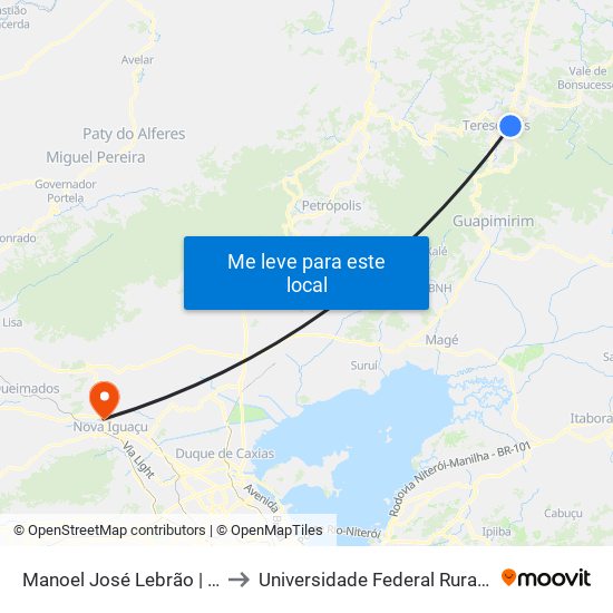 Manoel José Lebrão | Horti-Fruit Ermitage (Sentido Centro) to Universidade Federal Rural Do Rio De Janeiro, Instituto Multidisciplinar map