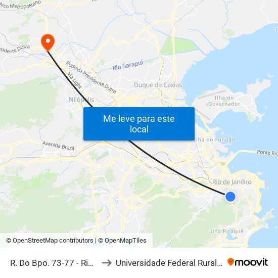 R. Do Bpo. 73-77 - Rio Comprido Rio De Janeiro - Rj Brasil to Universidade Federal Rural Do Rio De Janeiro, Instituto Multidisciplinar map