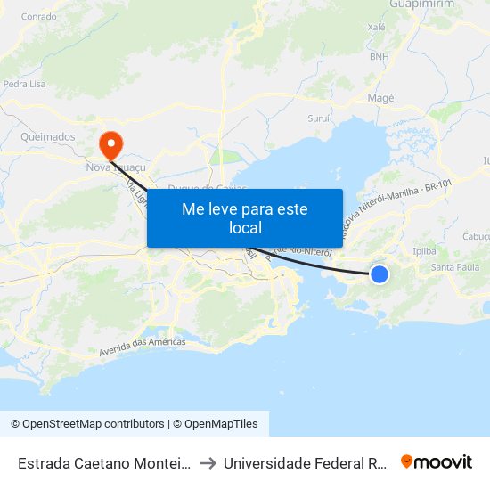 Estrada Caetano Monteiro 2271 Matapaca Niterói - Rj 24320-570 Brasil to Universidade Federal Rural Do Rio De Janeiro, Instituto Multidisciplinar map