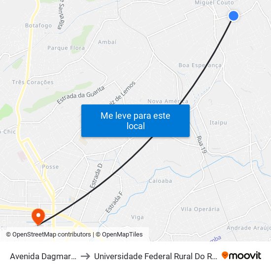 Avenida Dagmar Simões De Souza, 65 to Universidade Federal Rural Do Rio De Janeiro, Instituto Multidisciplinar map