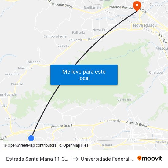 Estrada Santa Maria 11 Campo Grande Rio De Janeiro - Rio De Janeiro 23075 Brasil to Universidade Federal Rural Do Rio De Janeiro, Instituto Multidisciplinar map