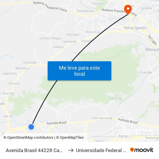 Avenida Brasil 44228 Campo Grande Rio De Janeiro - Rio De Janeiro 23078 Brasil to Universidade Federal Rural Do Rio De Janeiro, Instituto Multidisciplinar map