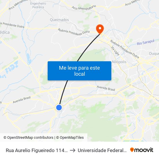 Rua Aurelio Figueiredo 114 Campo Grande Rio De Janeiro - Rio De Janeiro 23052 Brasil to Universidade Federal Rural Do Rio De Janeiro, Instituto Multidisciplinar map