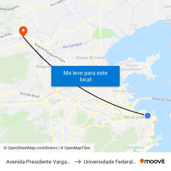 Avenida Presidente Vargas / Avenida Passos (Pista Lateral - Desativado Aos Sábados) to Universidade Federal Rural Do Rio De Janeiro, Instituto Multidisciplinar map