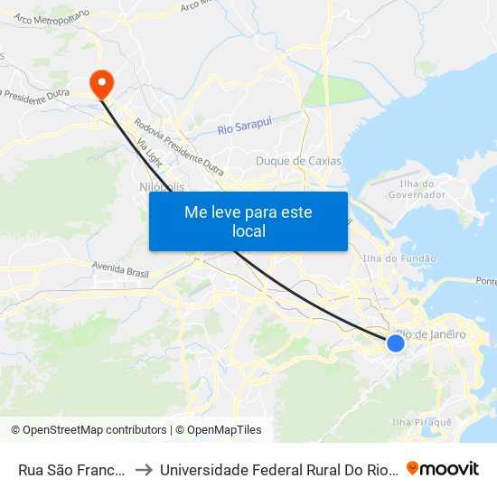 Rua São Francisco Xavier | UERJ to Universidade Federal Rural Do Rio De Janeiro, Instituto Multidisciplinar map