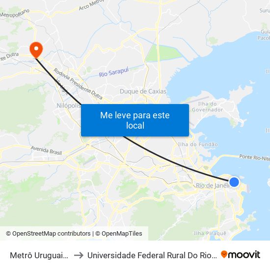 Metrô Uruguaiana - Pista Central to Universidade Federal Rural Do Rio De Janeiro, Instituto Multidisciplinar map