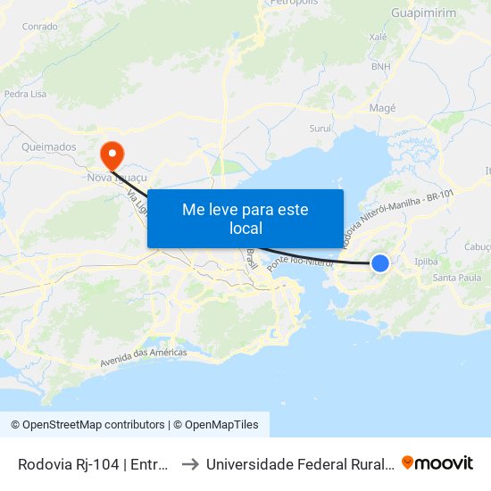 Rodovia Rj-104 | Entrada Do Novo México - Sentido Niterói to Universidade Federal Rural Do Rio De Janeiro, Instituto Multidisciplinar map