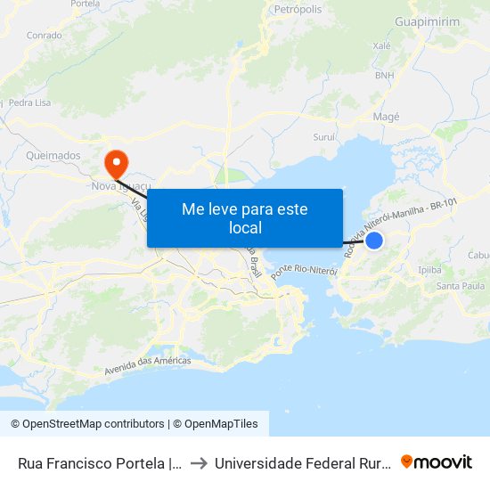 Rua Francisco Portela | Supermarket / Cemitério De São Gonçalo to Universidade Federal Rural Do Rio De Janeiro, Instituto Multidisciplinar map