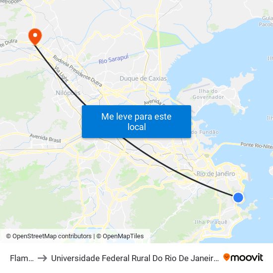 Flamengo to Universidade Federal Rural Do Rio De Janeiro, Instituto Multidisciplinar map