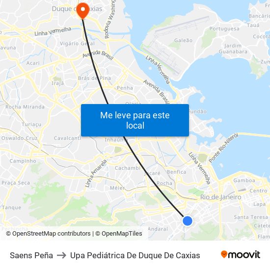 Saens Peña to Upa Pediátrica De Duque De Caxias map