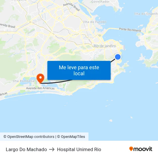 Largo Do Machado to Hospital Unimed Rio map