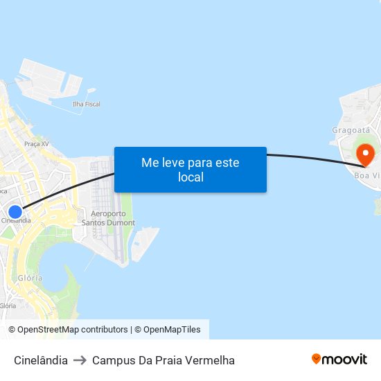 Cinelândia to Campus Da Praia Vermelha map