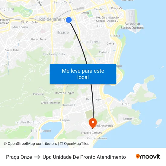 Praça Onze to Upa Unidade De Pronto Atendimento map