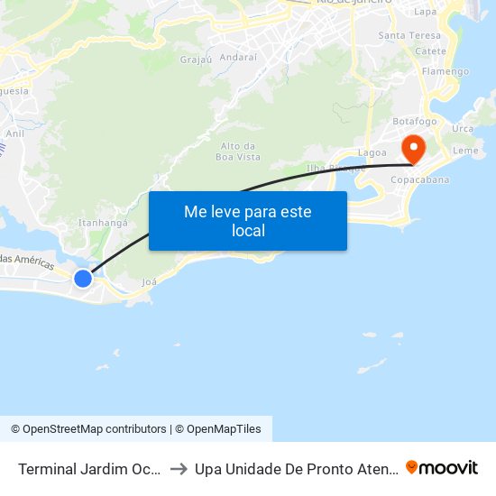 Terminal Jardim Oceânico to Upa Unidade De Pronto Atendimento map