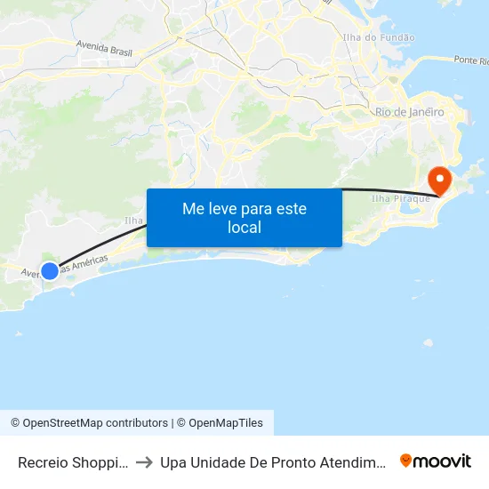 Recreio Shopping to Upa Unidade De Pronto Atendimento map