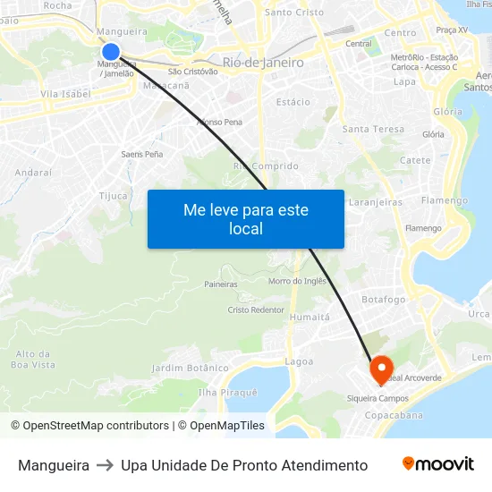 Mangueira to Upa Unidade De Pronto Atendimento map